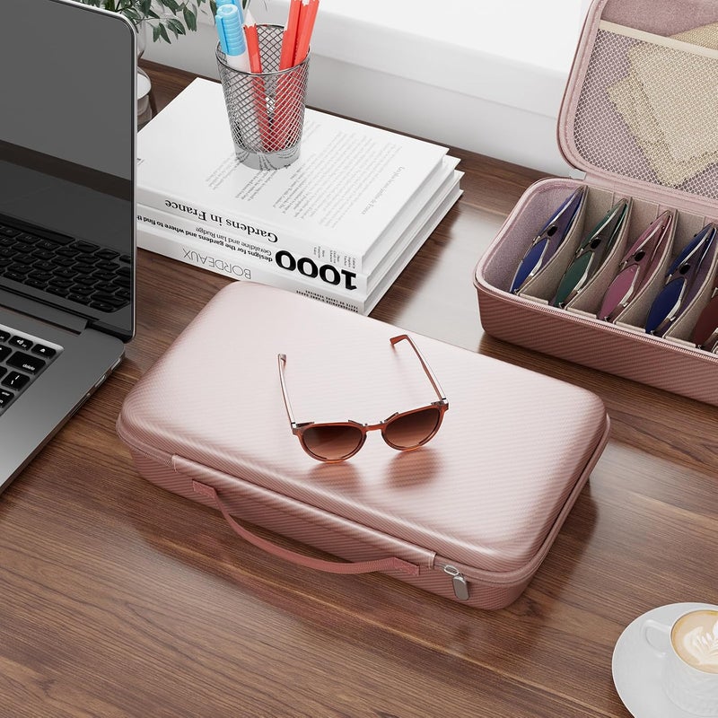 Vecxoty Travel Sunglasses Organizer​,​ Hard Shell​ Sunglass Case Adjustable Slots for Multiple ​Sunglass Eyeglass Case - Image 4